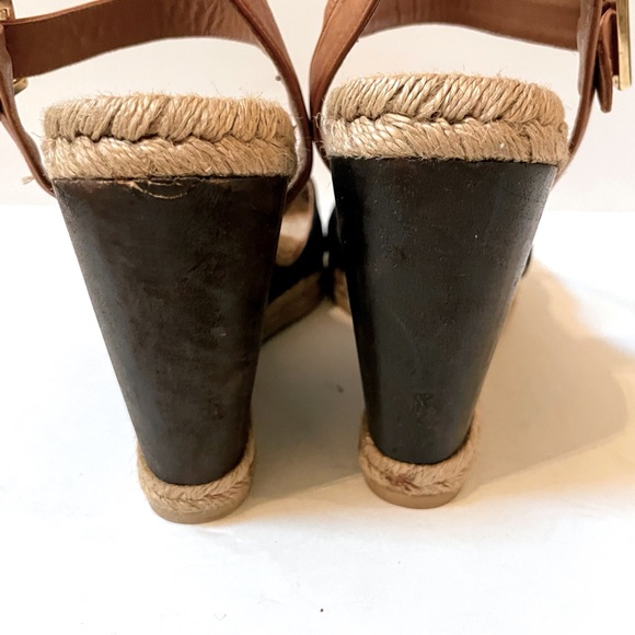 TORY BURCH Wood Wedge Heeled Espadrille Sandals Size 9 - Picture 11 of 14